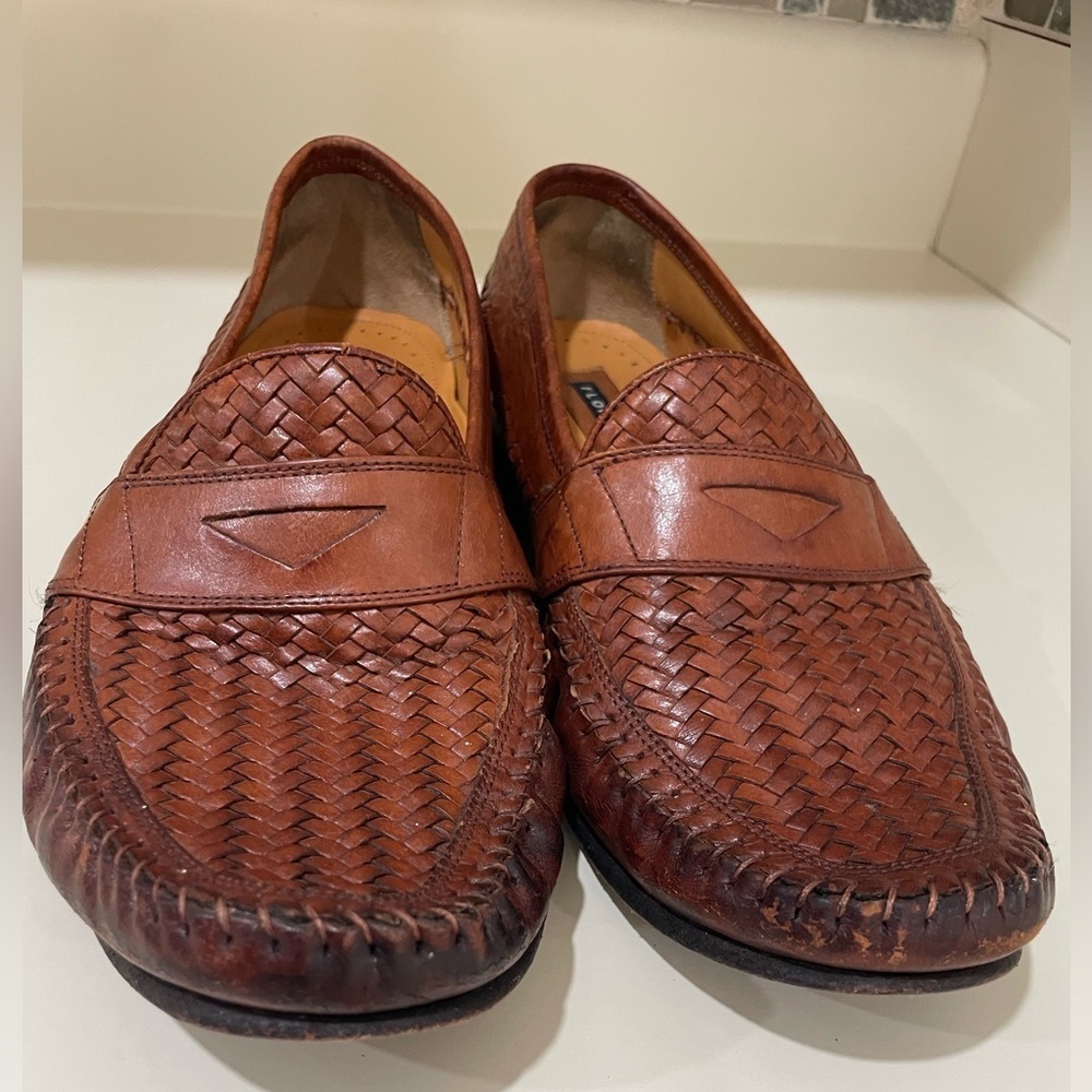 Florsheim Men's Woven Leather Loafers in Rich Brown - Picture 6 of 10